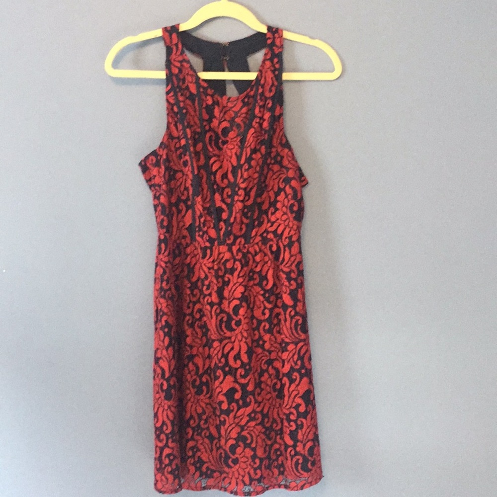 BCBGENERATION red and navy lace dress size 4